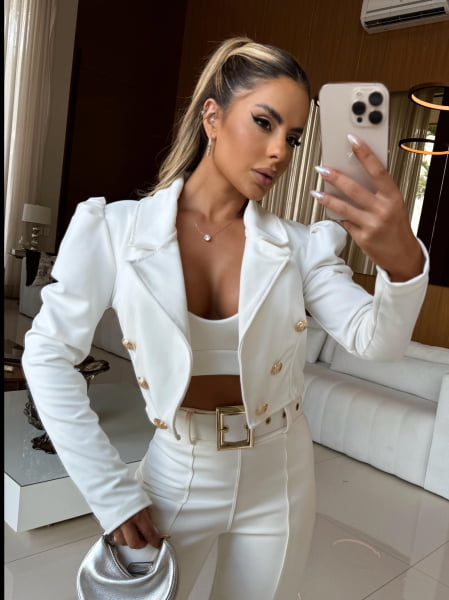 CROPPED BLAZER INTENSE OFF WHITE, ACOMPANHA TOP