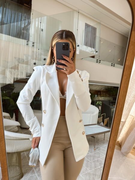 BLAZER LUXO WHITE COM BOTOES METALIZADOS