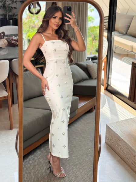 VESTIDO HELENA BRANCO CRISTAIS